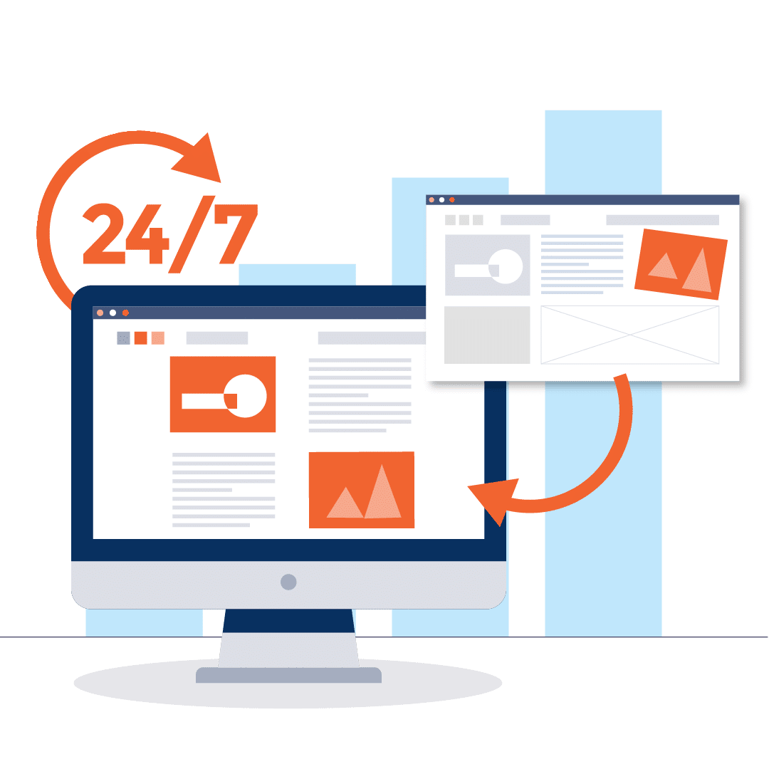 Computer showing 24/7 Sales