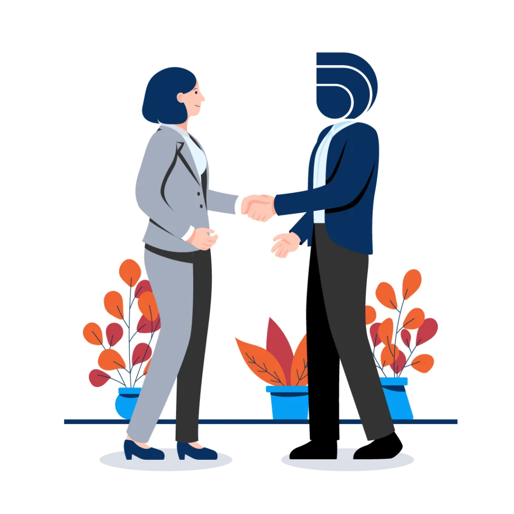 Illustration of two business partners shaking hands